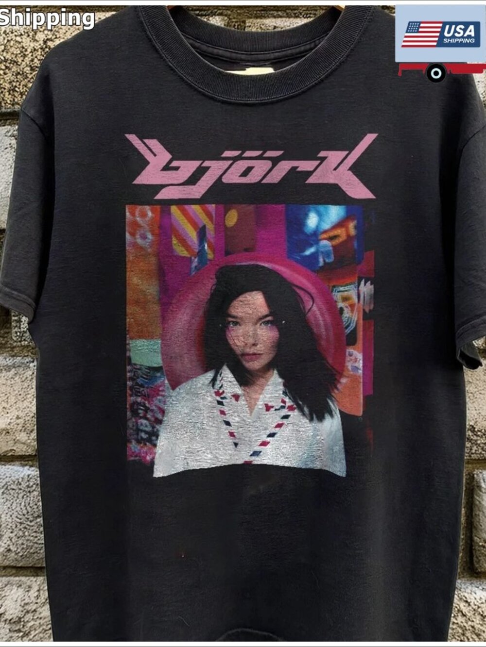Bjork Tour 1996 Unisex Black T-shirt 257 - Picture 1 of 5